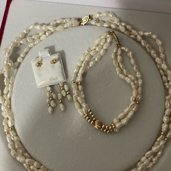 14k real fresh pearl set - Picture 4 of 5